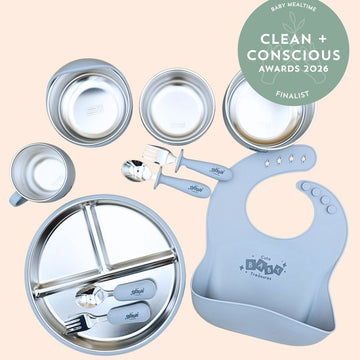 10pcs Stainless Steel Feeding Set With 23cm Plate - Cute Baby Treasures