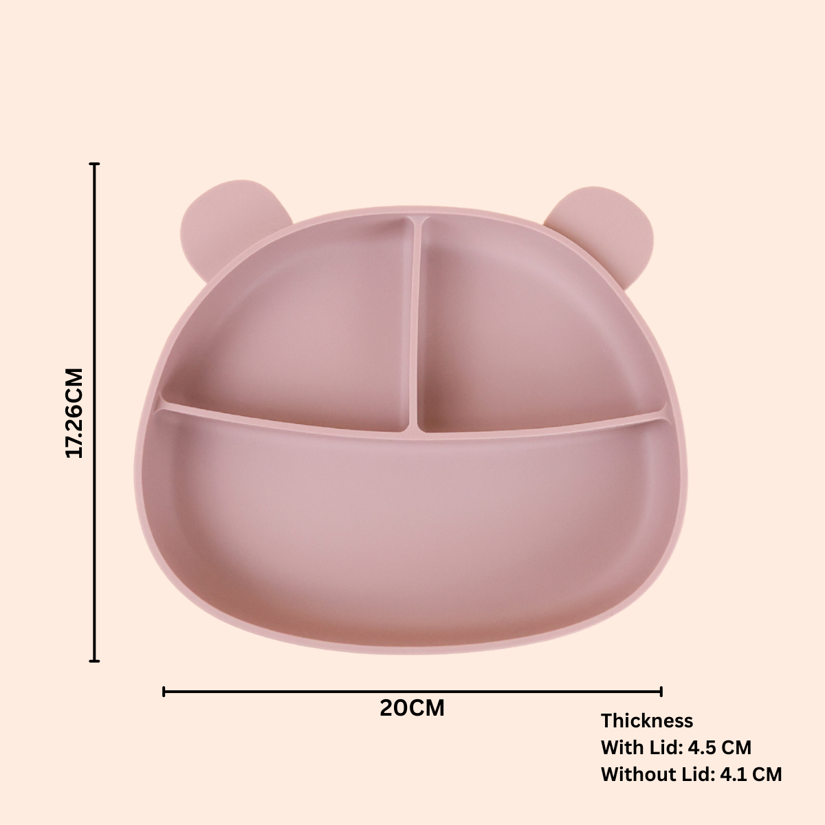 BPA-Free Silicone Suction Bear Head Plate with Lid - Cute Baby Treasures