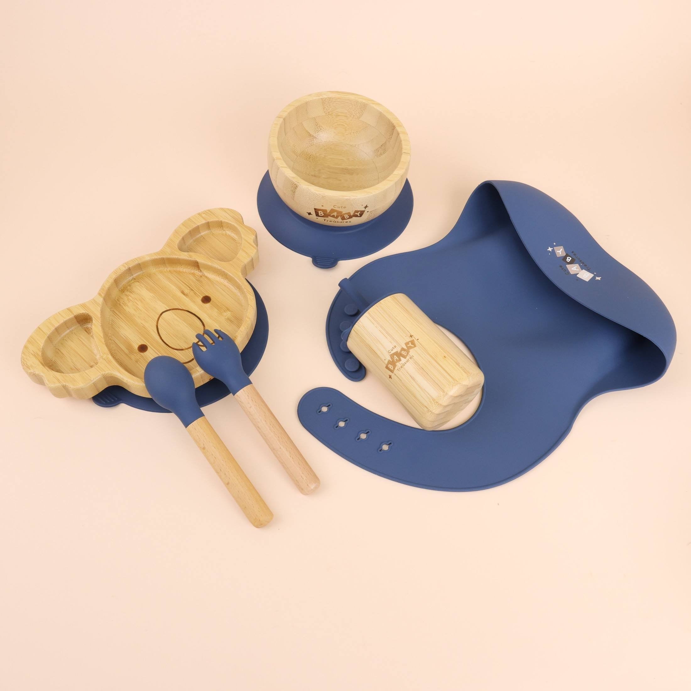 Bamboo & Silicone Feeding Set - 6pcs - Cute Baby Treasures