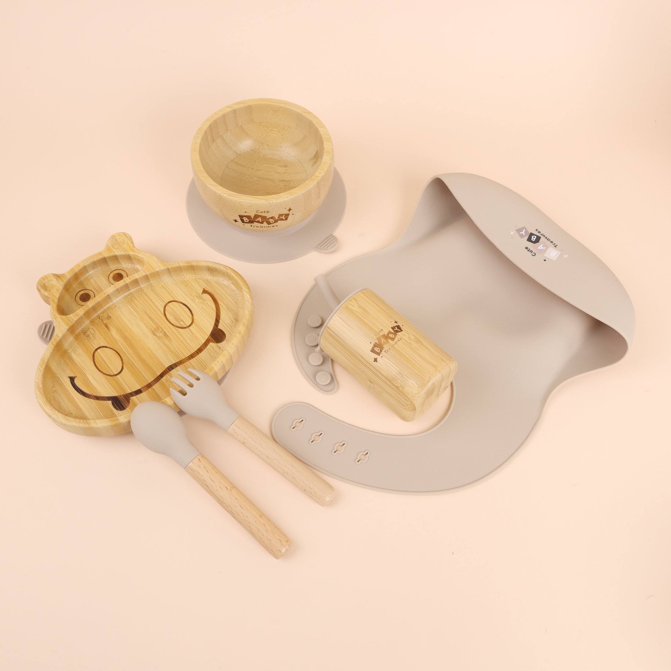 Bamboo & Silicone Feeding Set - 6pcs - Cute Baby Treasures