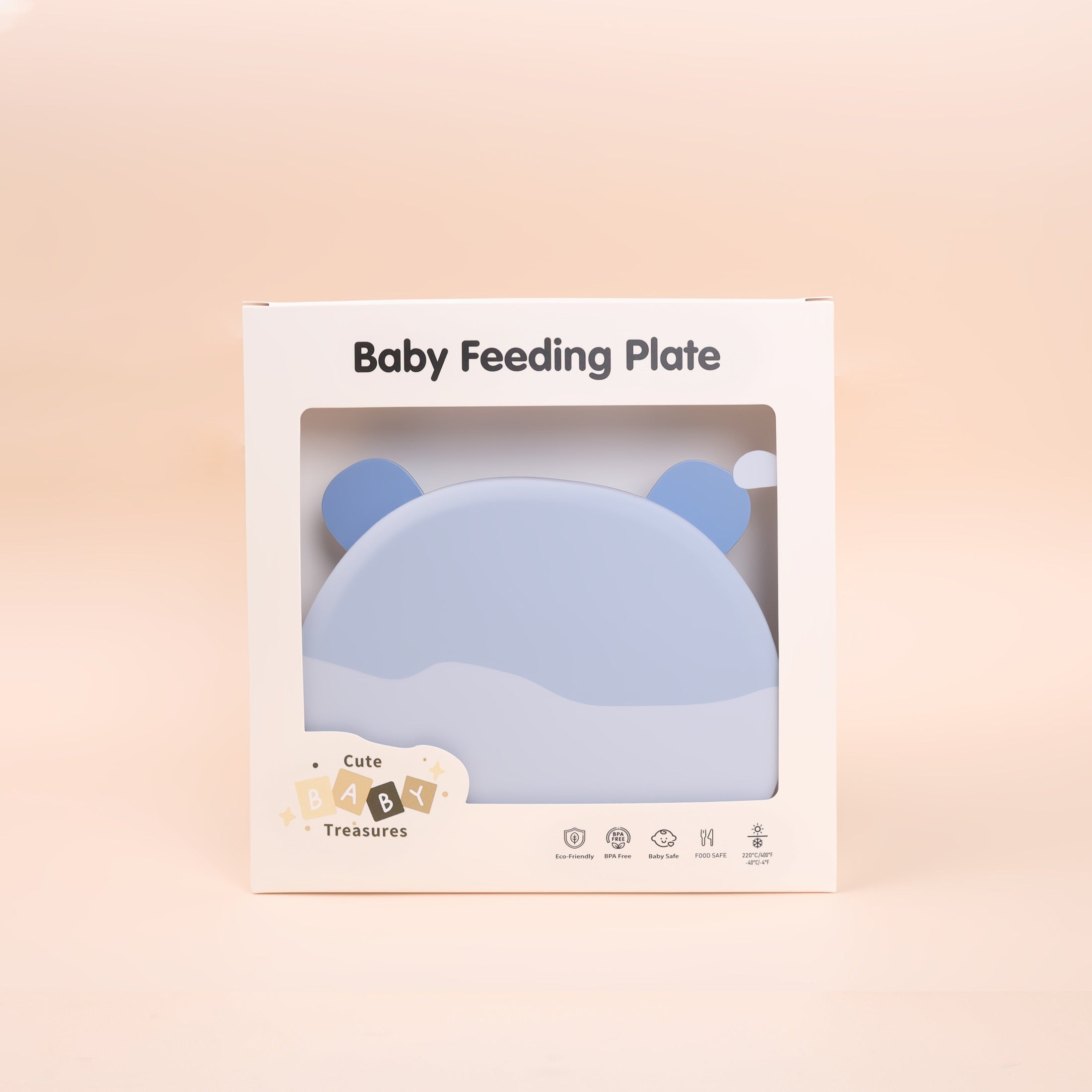 BPA-Free Silicone Suction Bear Head Plate with Lid