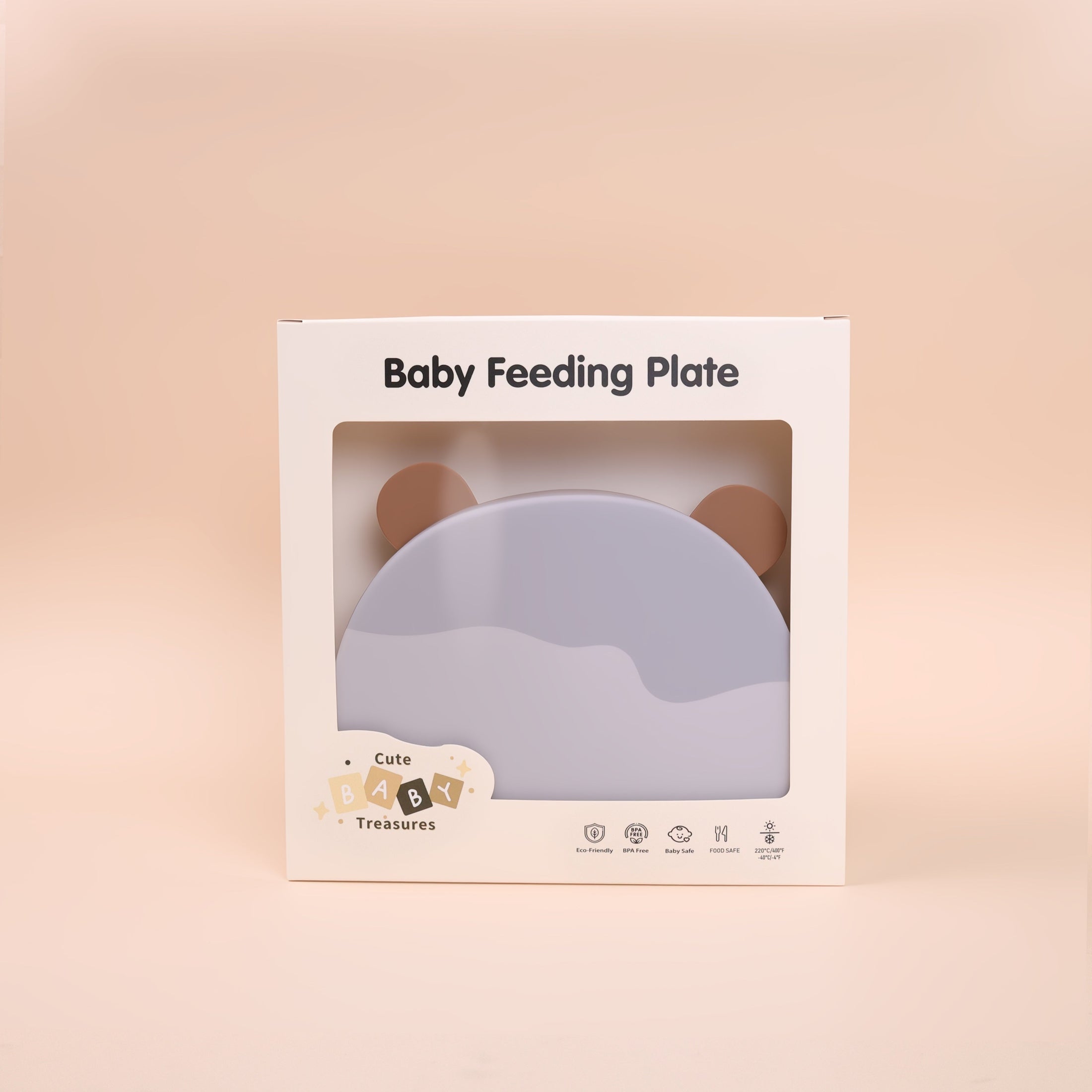 BPA-Free Silicone Suction Bear Head Plate with Lid