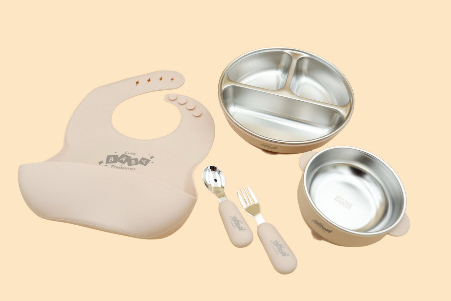 BPA-Free Silicone & Stainless Steel Feeding Set (with Deep Plate)