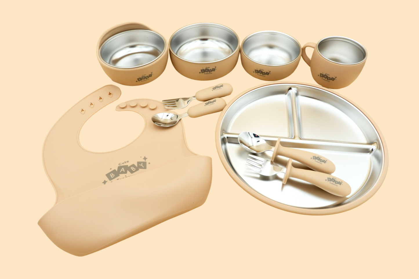 BPA-Free Silicone & Stainless Steel Feeding Set