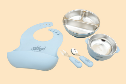 BPA-Free Silicone & Stainless Steel Feeding Set (with Deep Plate)