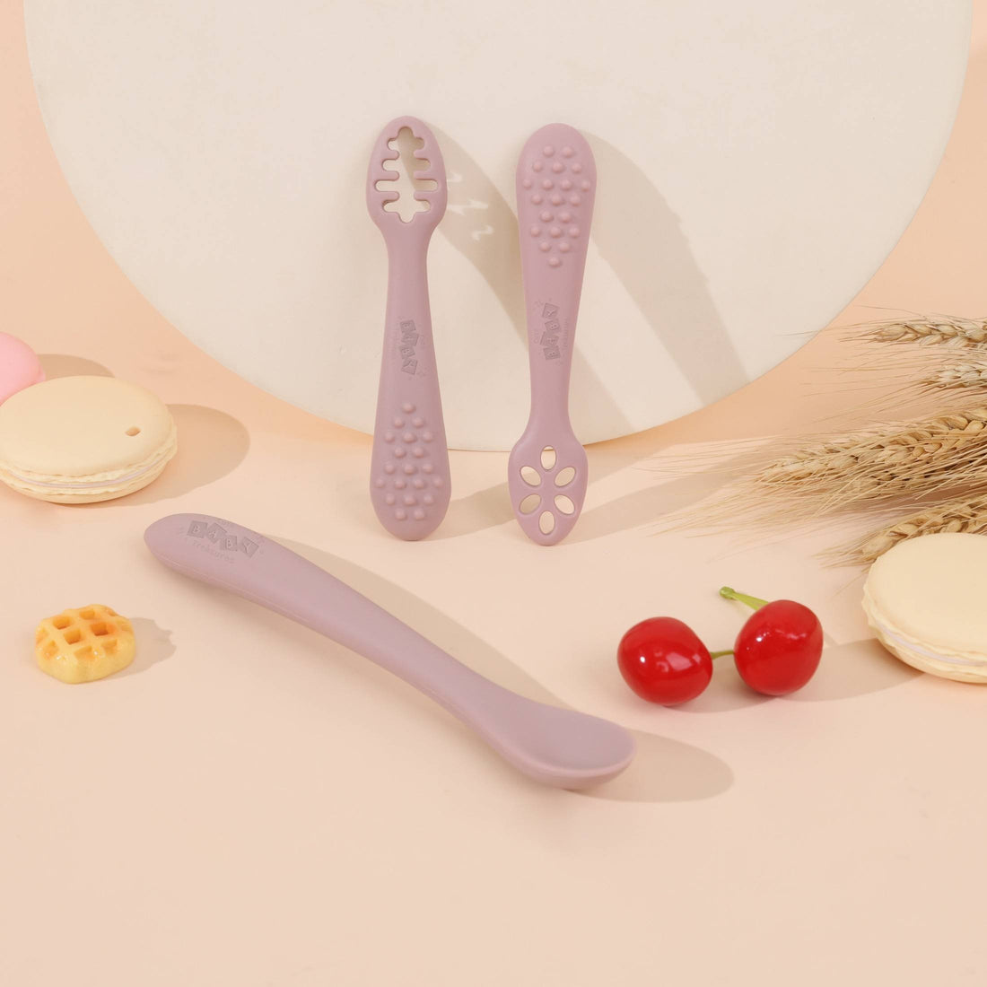 First Feeding Learning Spoon Set – Baby Self-Feeding Utensils | BPA-Free Silicone Training Spoons for Infants - Cute Baby Treasures