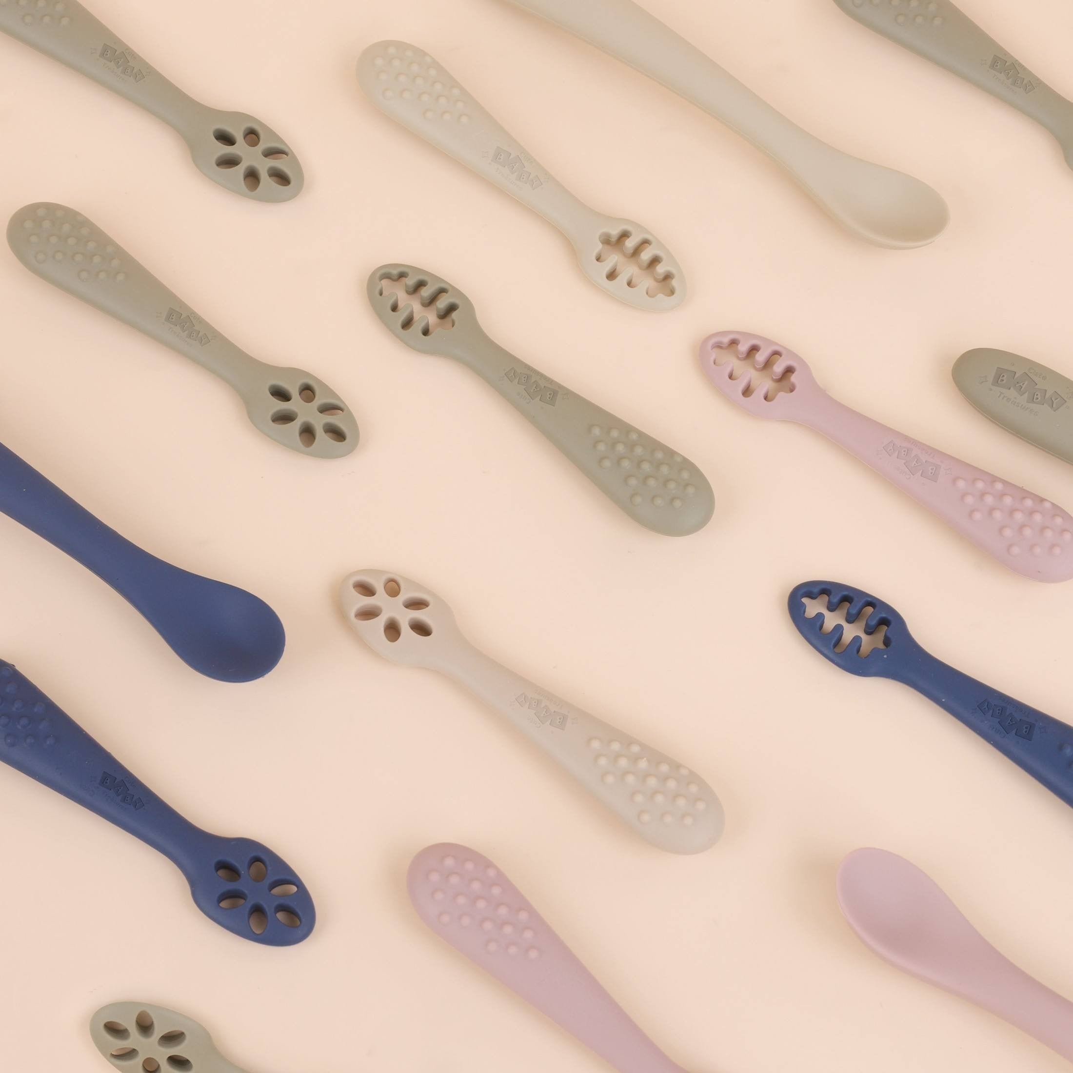 First Feeding Learning Spoon Set – Baby Self-Feeding Utensils | BPA-Free Silicone Training Spoons for Infants - Cute Baby Treasures