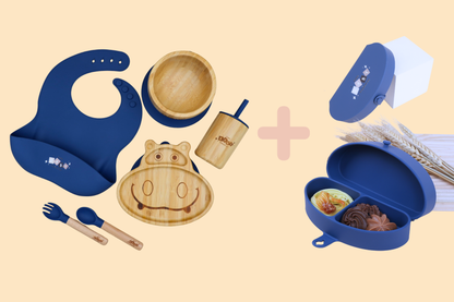 Bamboo & Silicone Baby Feeding Set + Toddler Travel Plate Bundle