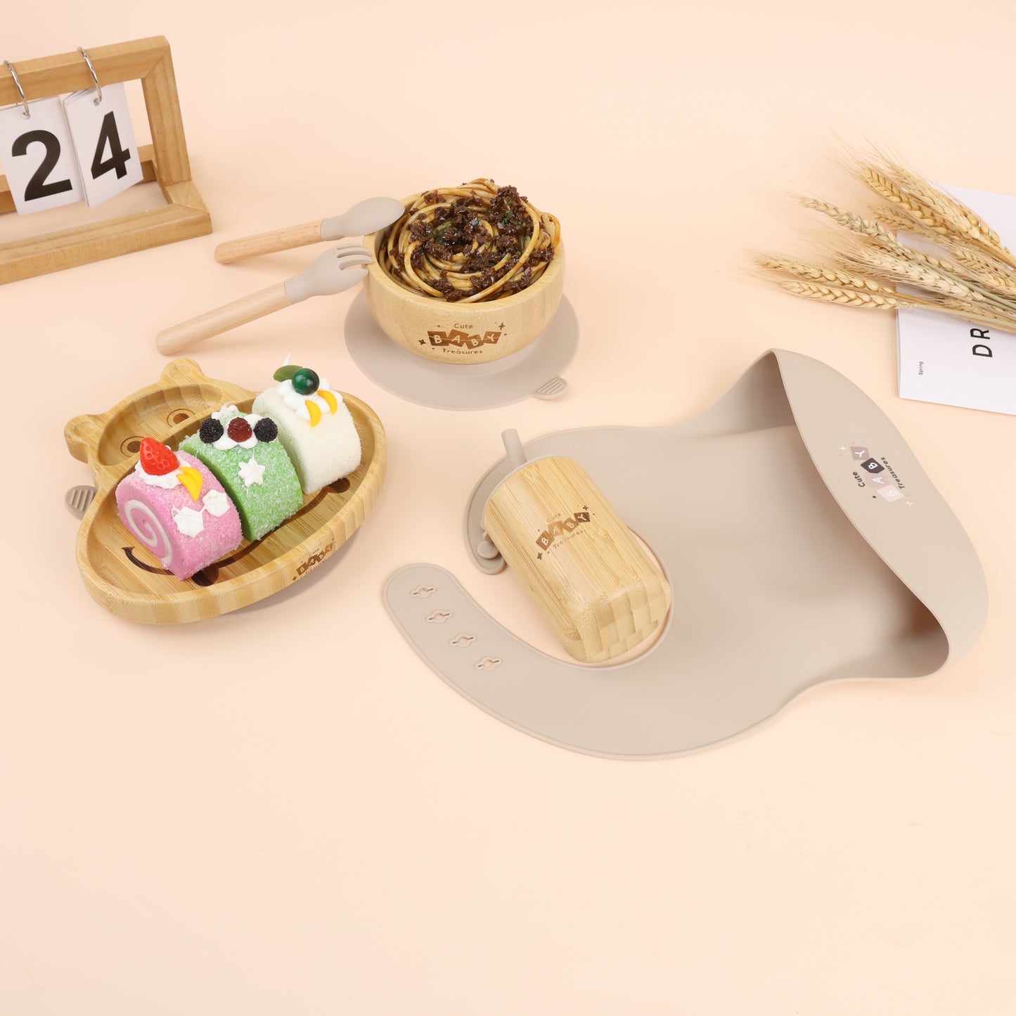 Eco-Friendly Bamboo & Silicone Mealtime Set – BPA-Free, No Microplastics