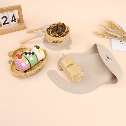 Eco-Friendly Bamboo & Silicone Mealtime Set – BPA-Free, No Microplastics