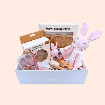 Personalised Baby Shower Gift Hamper (Luxury Newborn Gift Set with Bamboo & Silicone Essentials) - Cute Baby Treasures