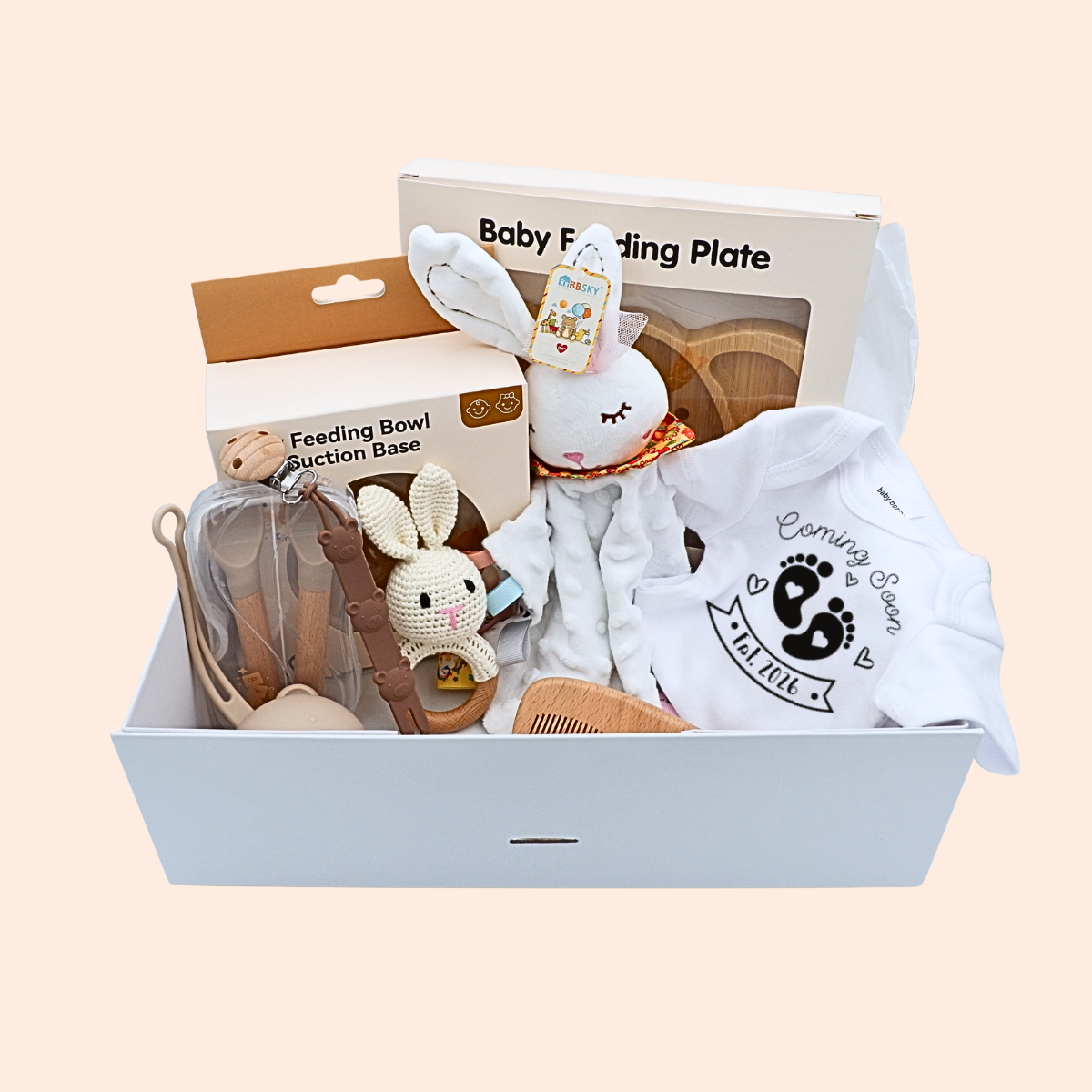 Personalised Baby Shower Gift Hamper (Luxury Newborn Gift Set with Bamboo & Silicone Essentials) - Cute Baby Treasures