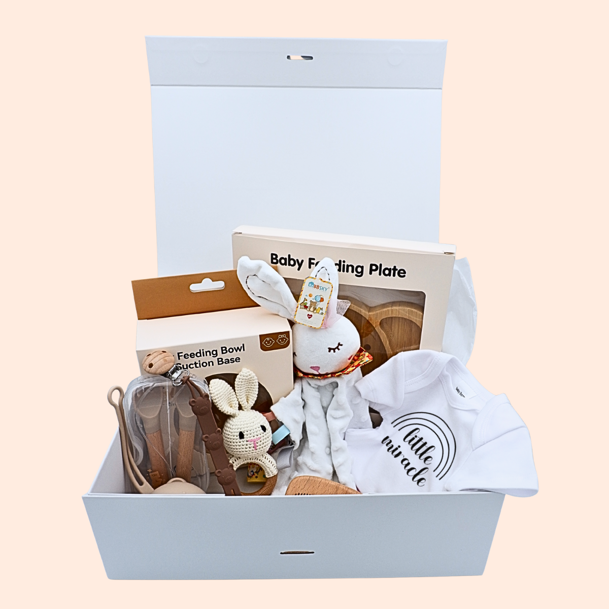 Personalised Baby Shower Gift Hamper (Luxury Newborn Gift Set with Bamboo & Silicone Essentials) - Cute Baby Treasures