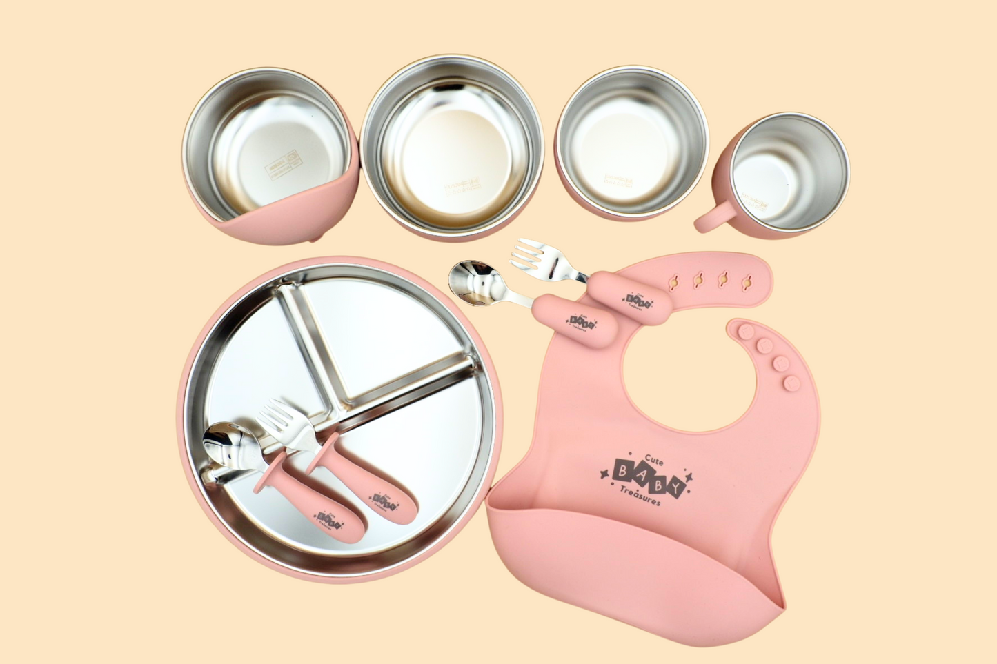 BPA-Free Silicone & Stainless Steel Feeding Set