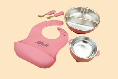 BPA-Free Silicone & Stainless Steel Feeding Set (with Deep Plate)