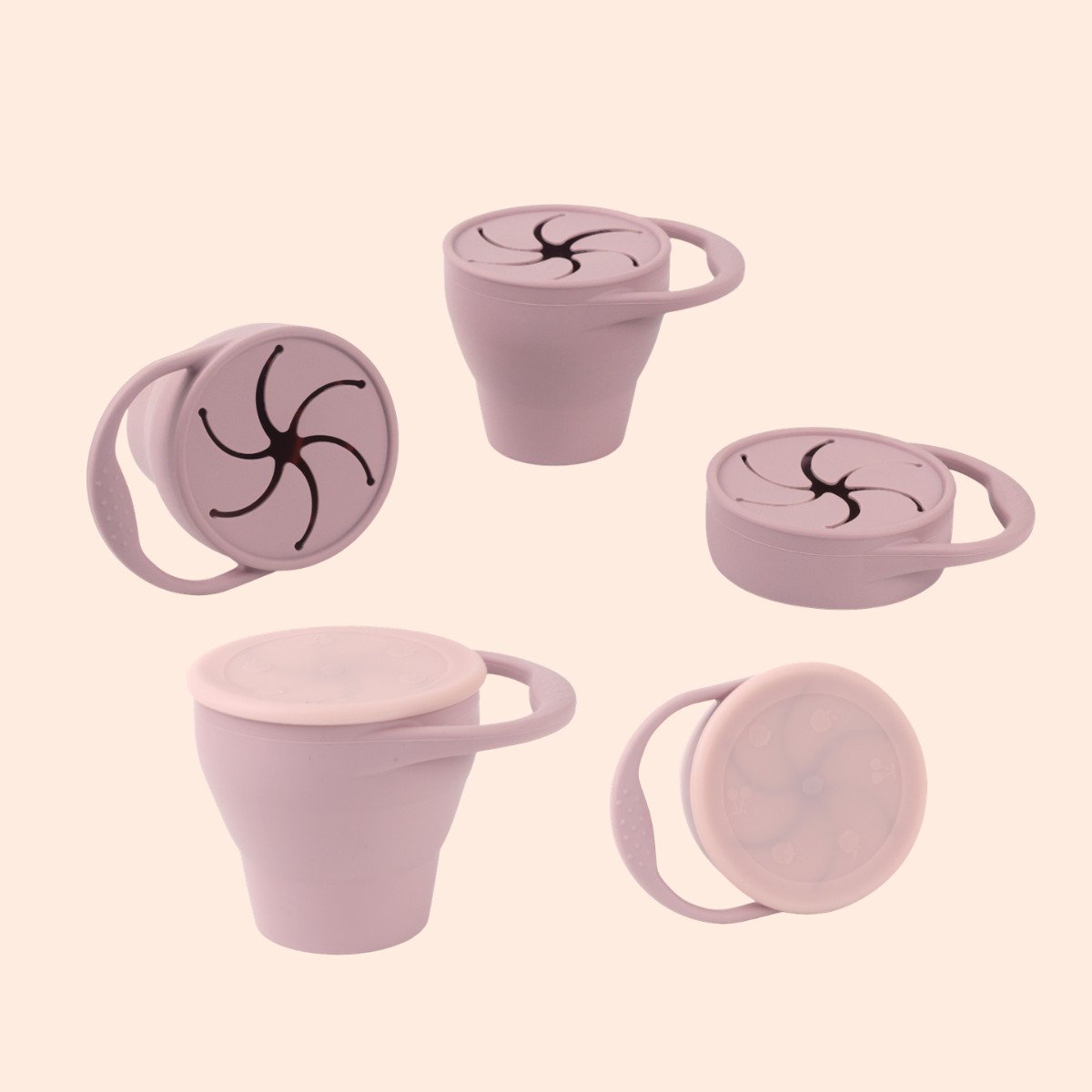 Silicone Collapsible Snack Cup with Lid - Cute Baby Treasures