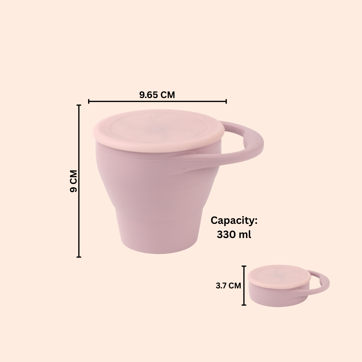 Silicone Collapsible Snack Cup with Lid - Cute Baby Treasures