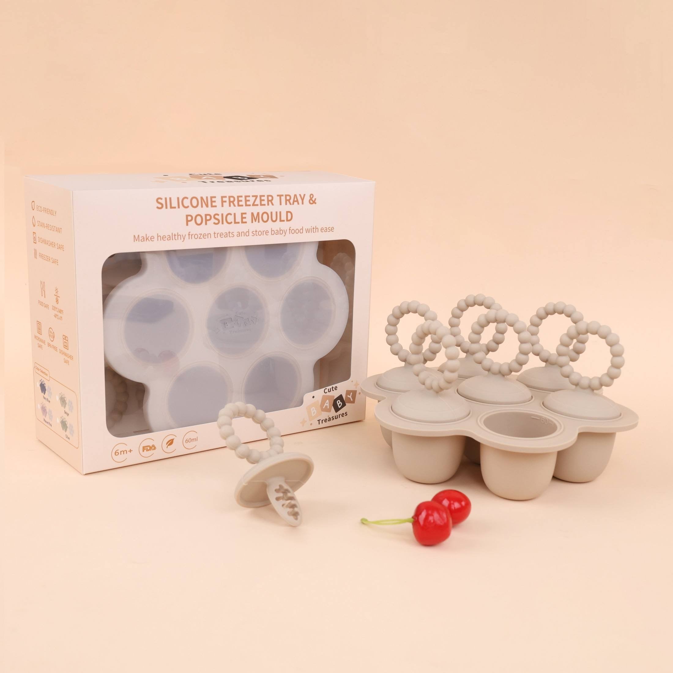 Silicone Freezer Tray & Popsicle Mould – Baby Food Storage & Homemade Ice Pop Maker | BPA-Free, Dishwasher, Oven & Freezer Safe - Cute Baby Treasures