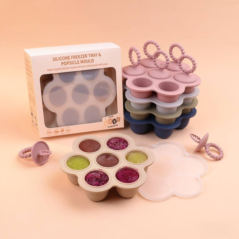 Silicone Freezer Tray & Popsicle Mould – Baby Food Storage & Homemade Ice Pop Maker | BPA-Free, Dishwasher, Oven & Freezer Safe - Cute Baby Treasures