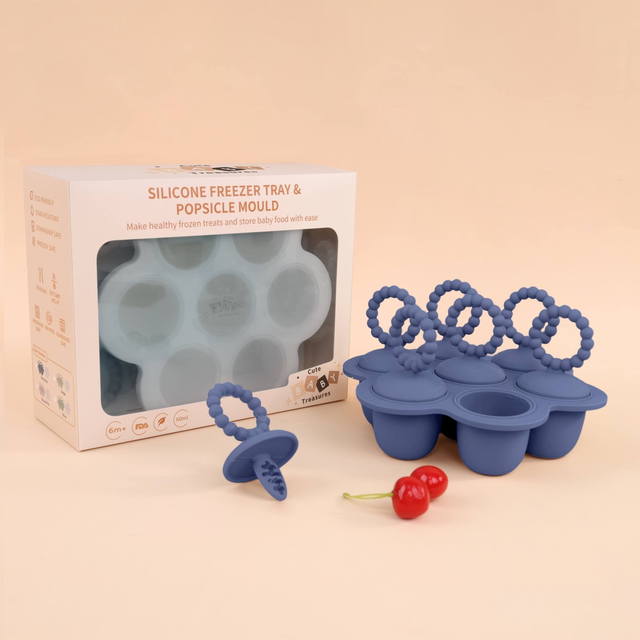 Silicone Freezer Tray & Popsicle Mould – Baby Food Storage & Homemade Ice Pop Maker | BPA-Free, Dishwasher, Oven & Freezer Safe - Cute Baby Treasures