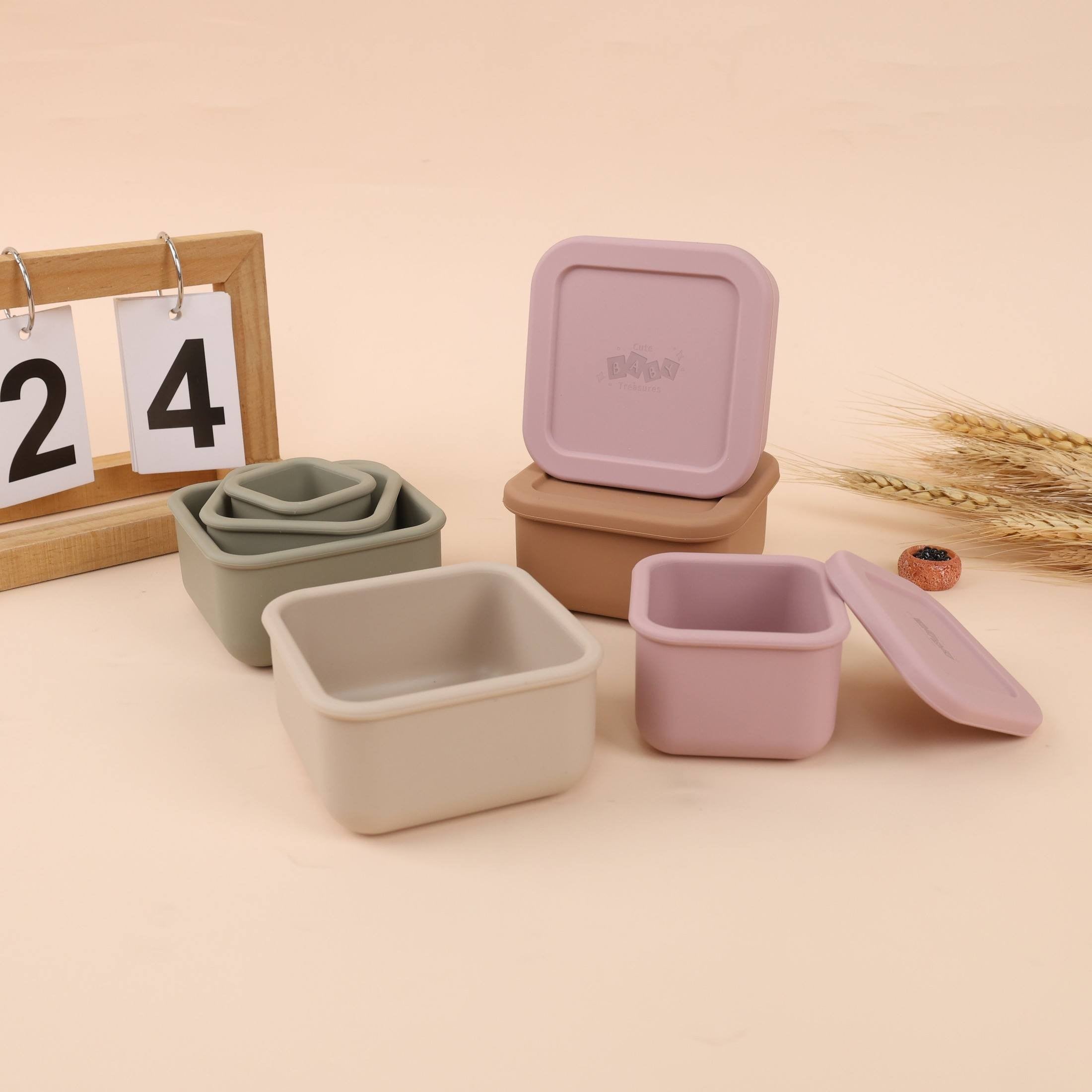 Silicone Snack Box Set – Reusable Baby Food Storage Containers | BPA-Free, Leakproof, Dishwasher & Freezer Safe - Cute Baby Treasures
