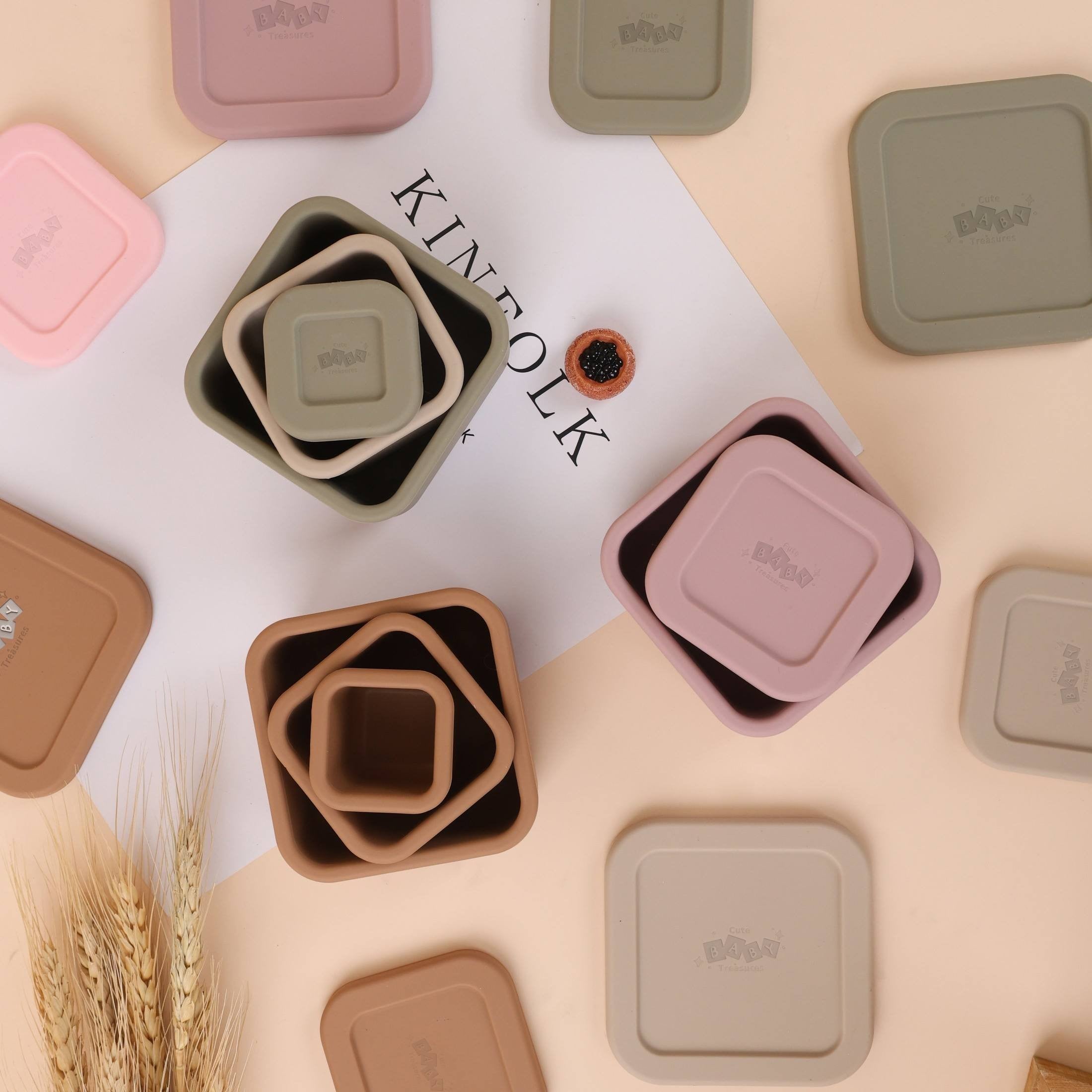 Silicone Snack Box Set – Reusable Baby Food Storage Containers | BPA-Free, Leakproof, Dishwasher & Freezer Safe - Cute Baby Treasures