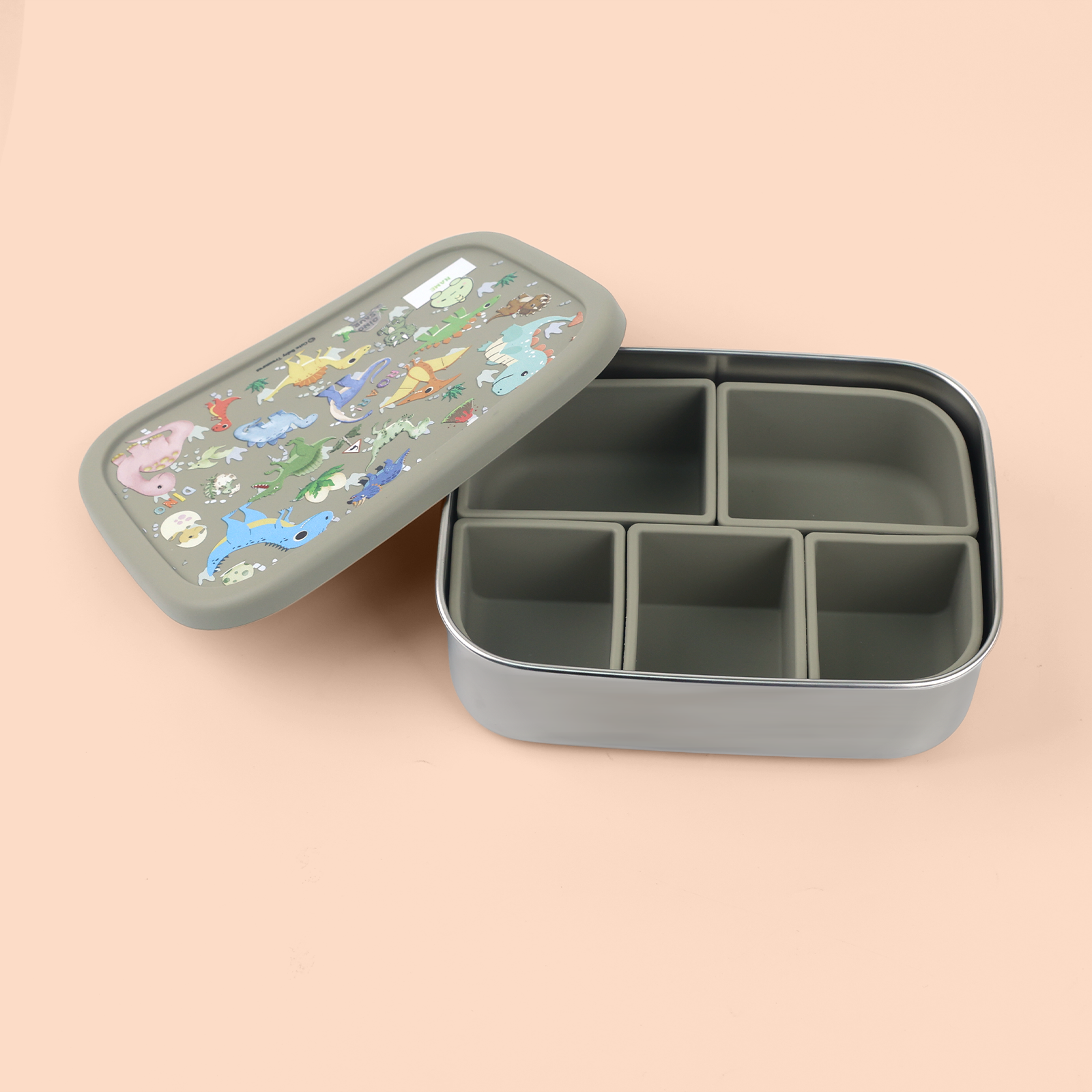 Stainless Steel Bento Lunch Box With Removable Silicone Compartments