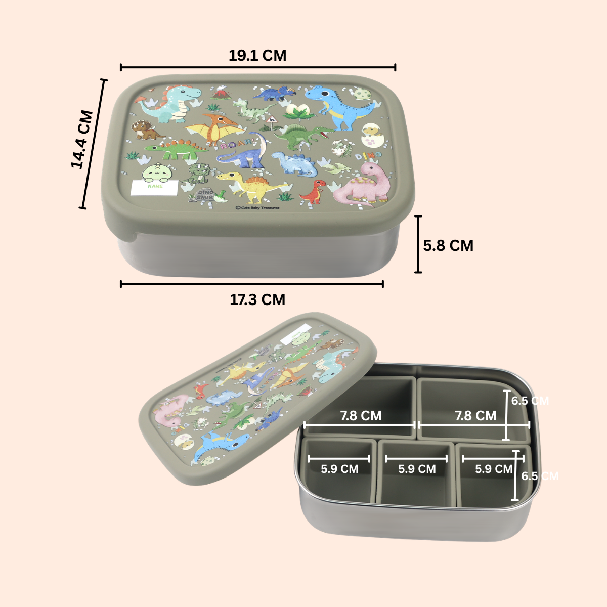 Stainless Steel Bento Lunch Box With Removable Silicone Compartments