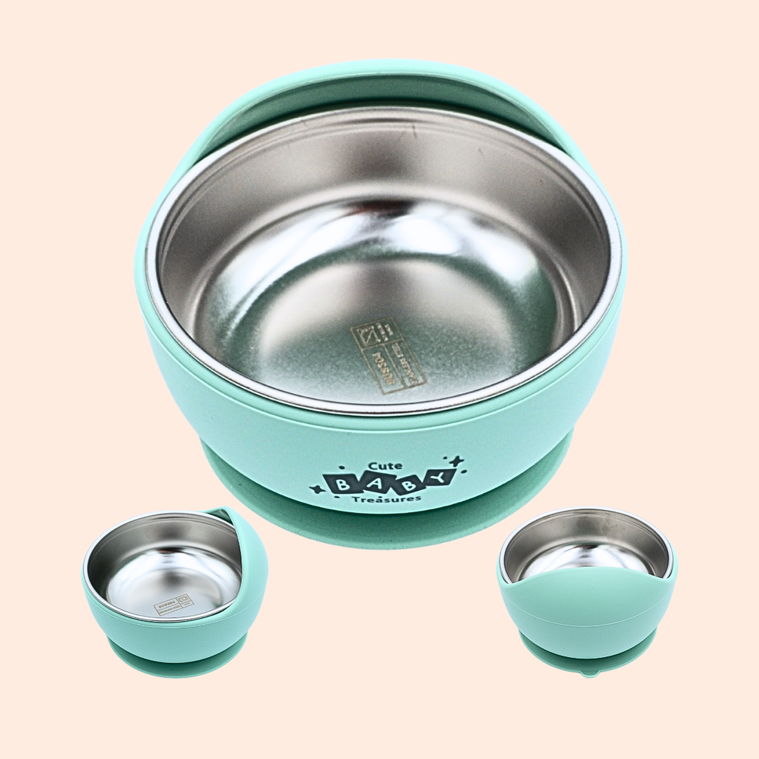Stainless Steel Bowl with Removable Silicone Rim & Suction Base