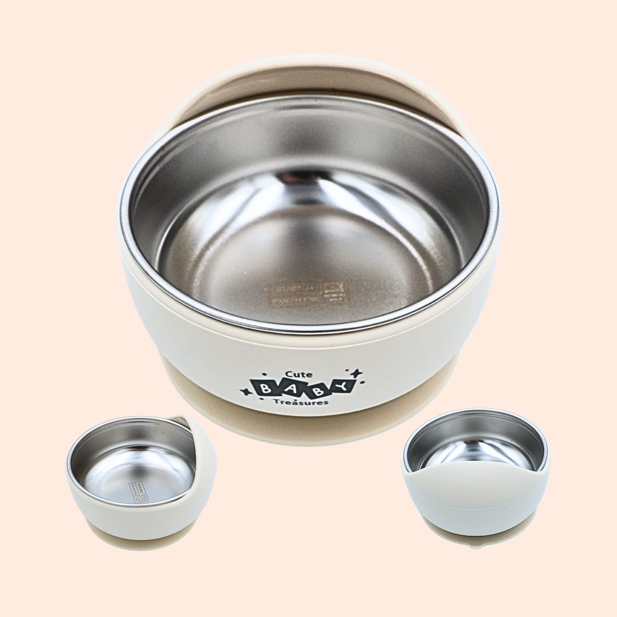 Stainless Steel Bowl with Removable Silicone Rim & Suction Base