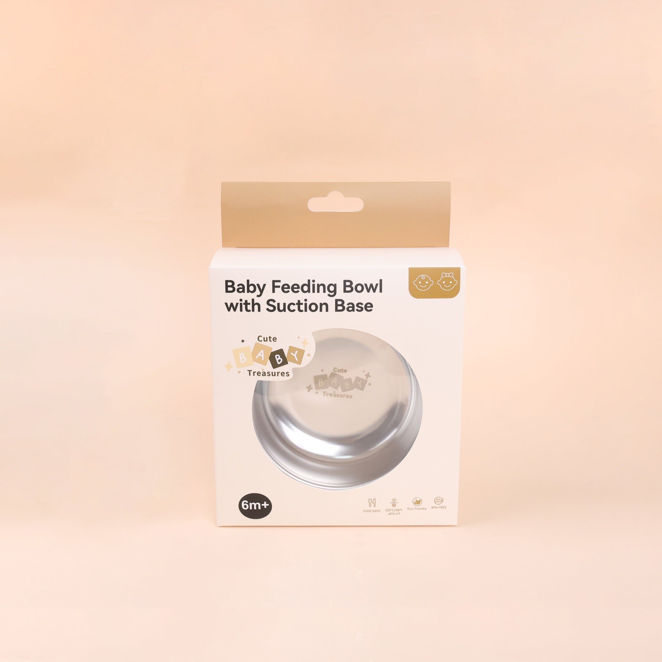 Stainless Steel Bowl with Removable Silicone Suction Base