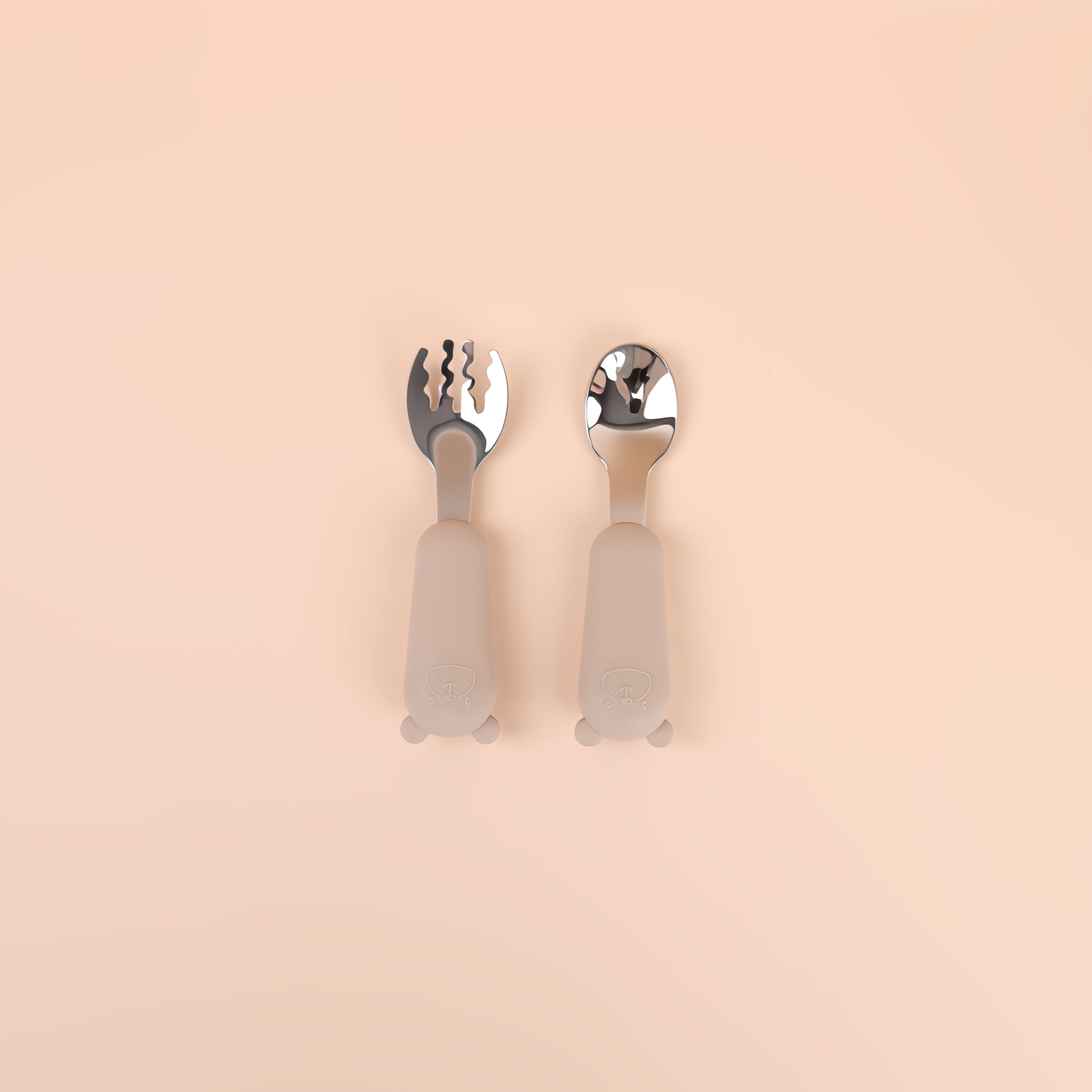 Stainless Steel Fork & Spoon with Bear Silicone Handle