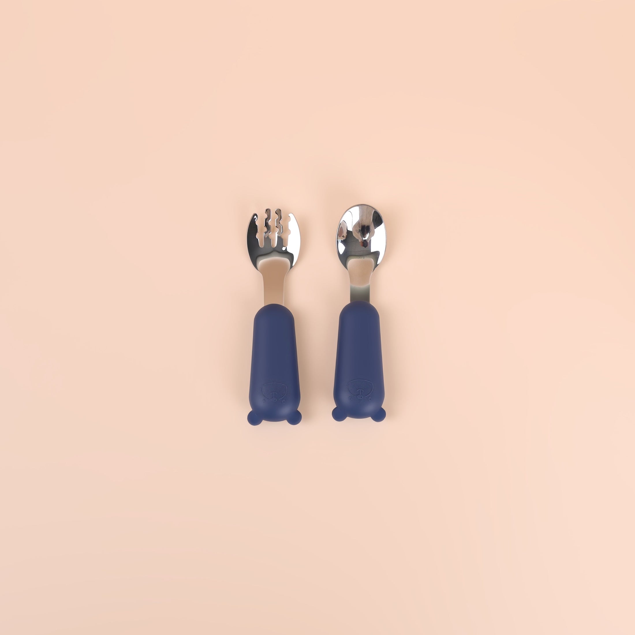 Stainless Steel Fork & Spoon with Bear Silicone Handle