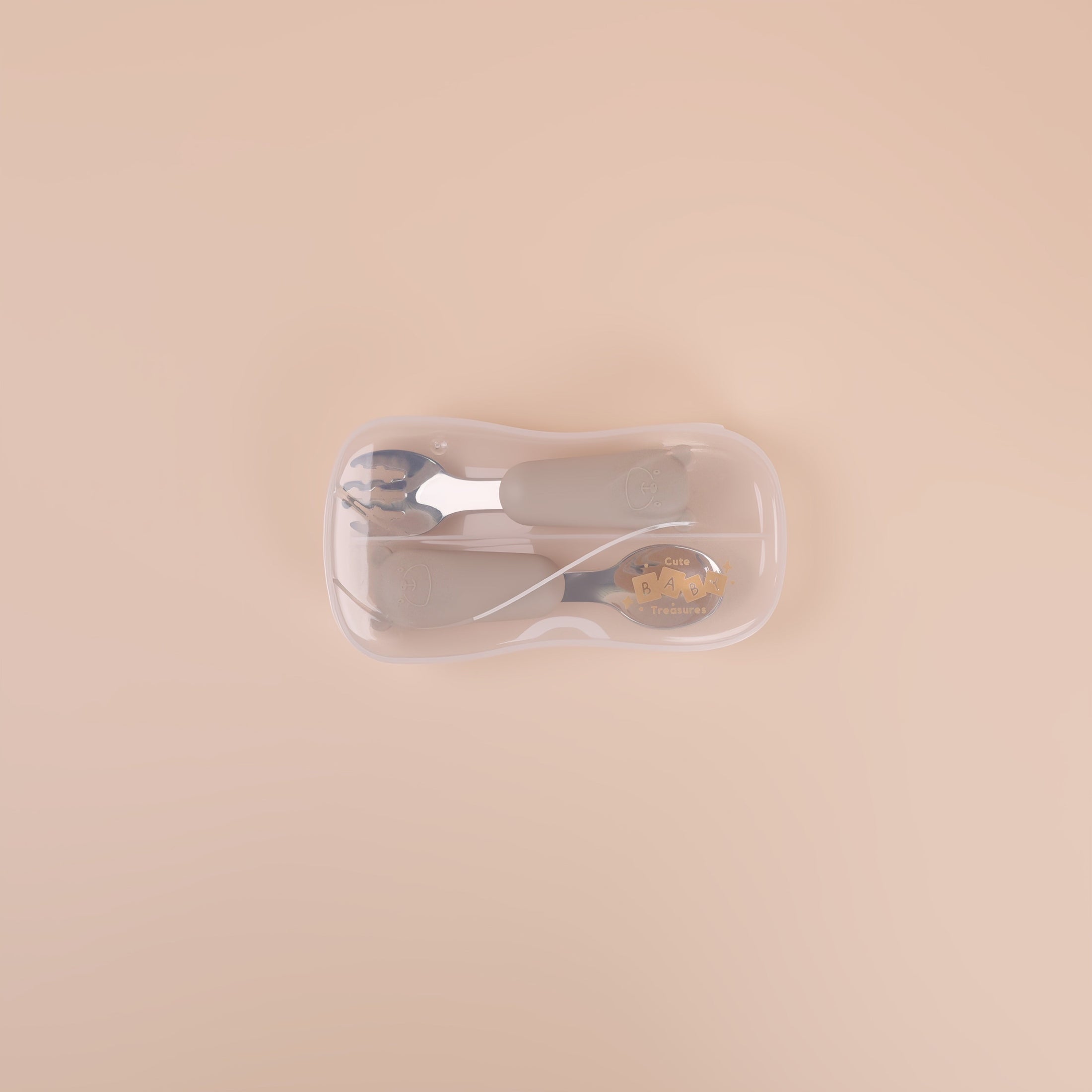 Stainless Steel Fork & Spoon with Bear Silicone Handle