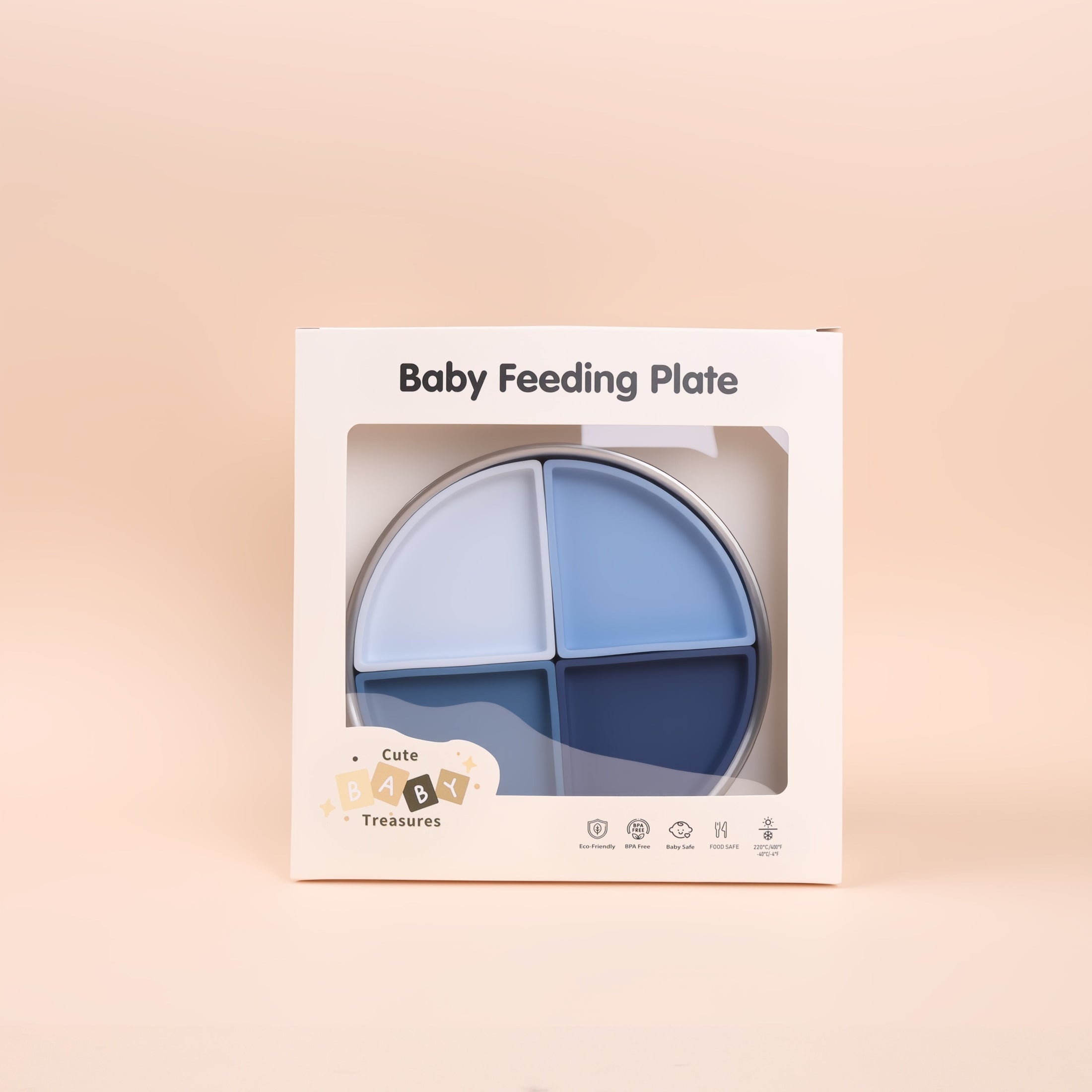 Stainless Steel Kids Plate with Removable Silicone Dividers