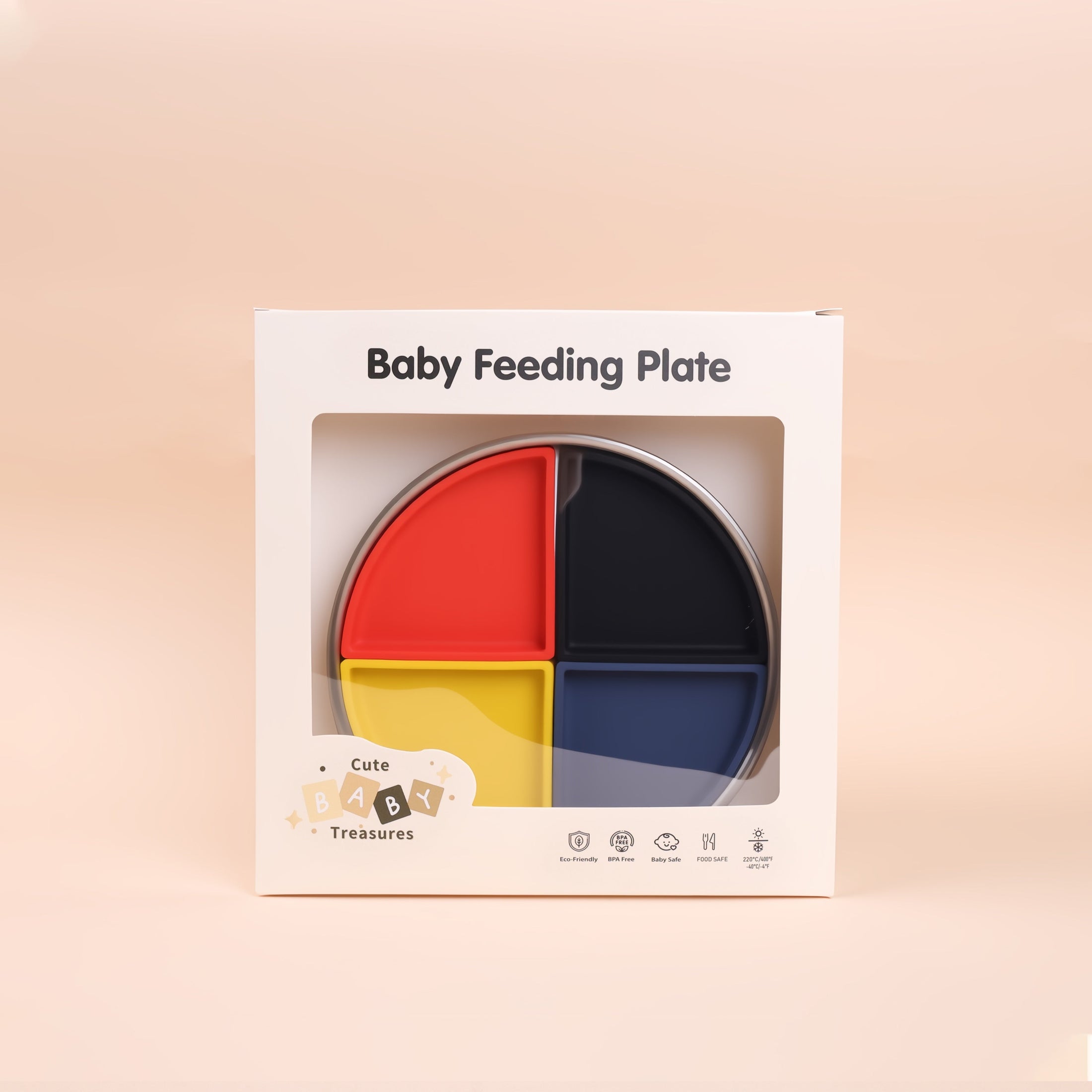 Stainless Steel Kids Plate with Removable Silicone Dividers