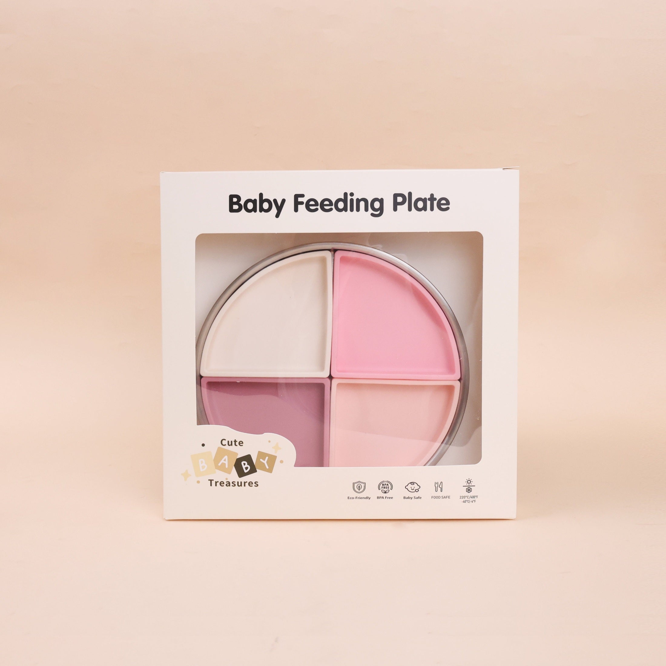 Stainless Steel Kids Plate with Removable Silicone Dividers