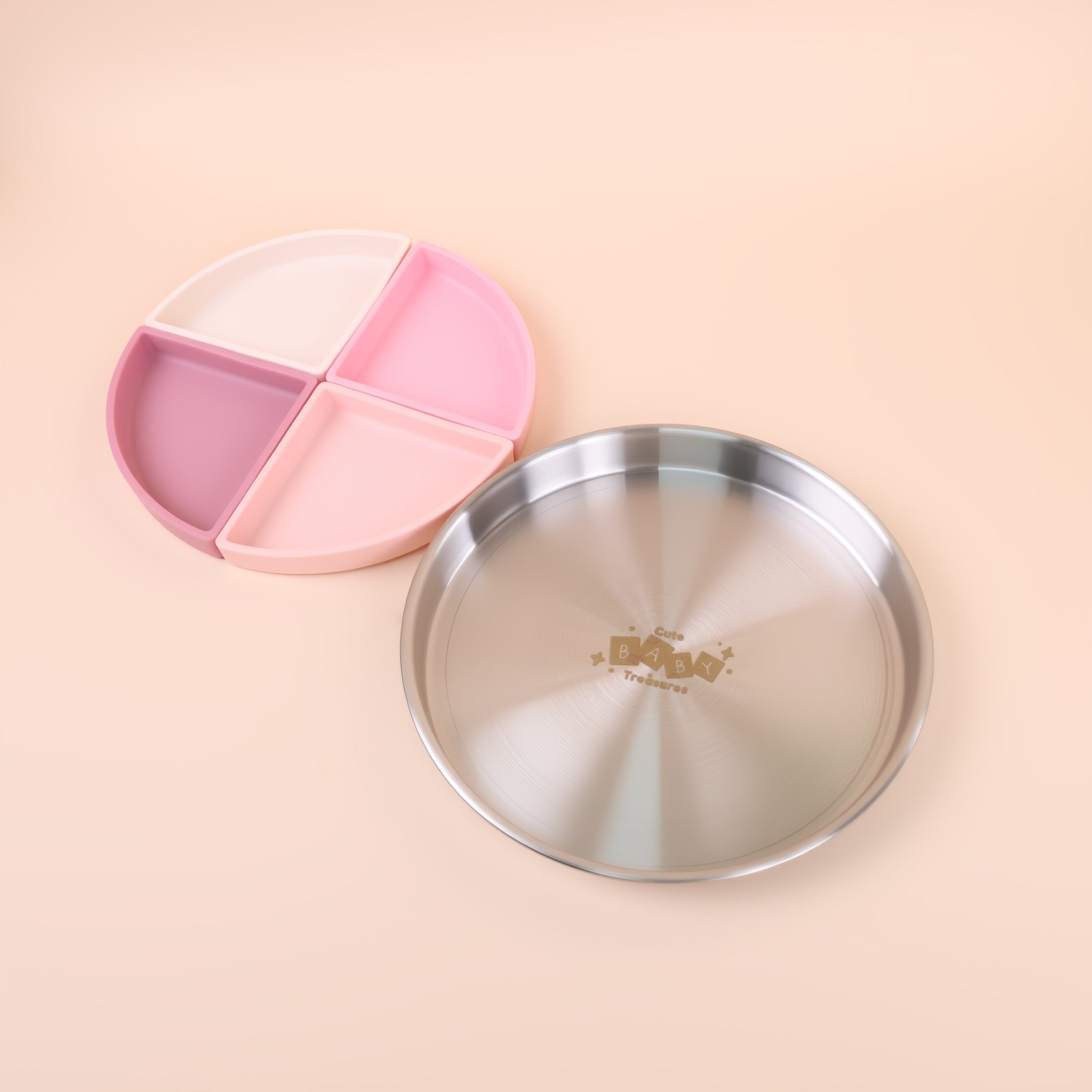 Stainless Steel Kids Plate with Removable Silicone Dividers