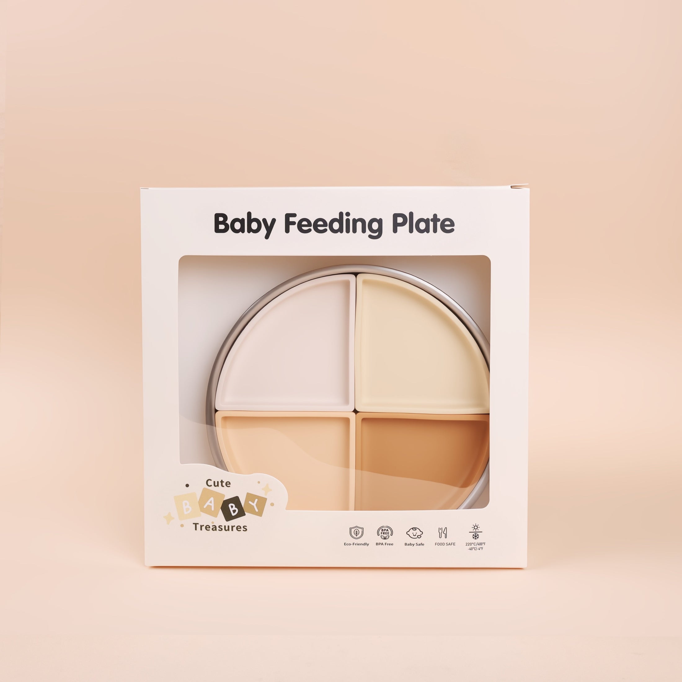 Stainless Steel Kids Plate with Removable Silicone Dividers