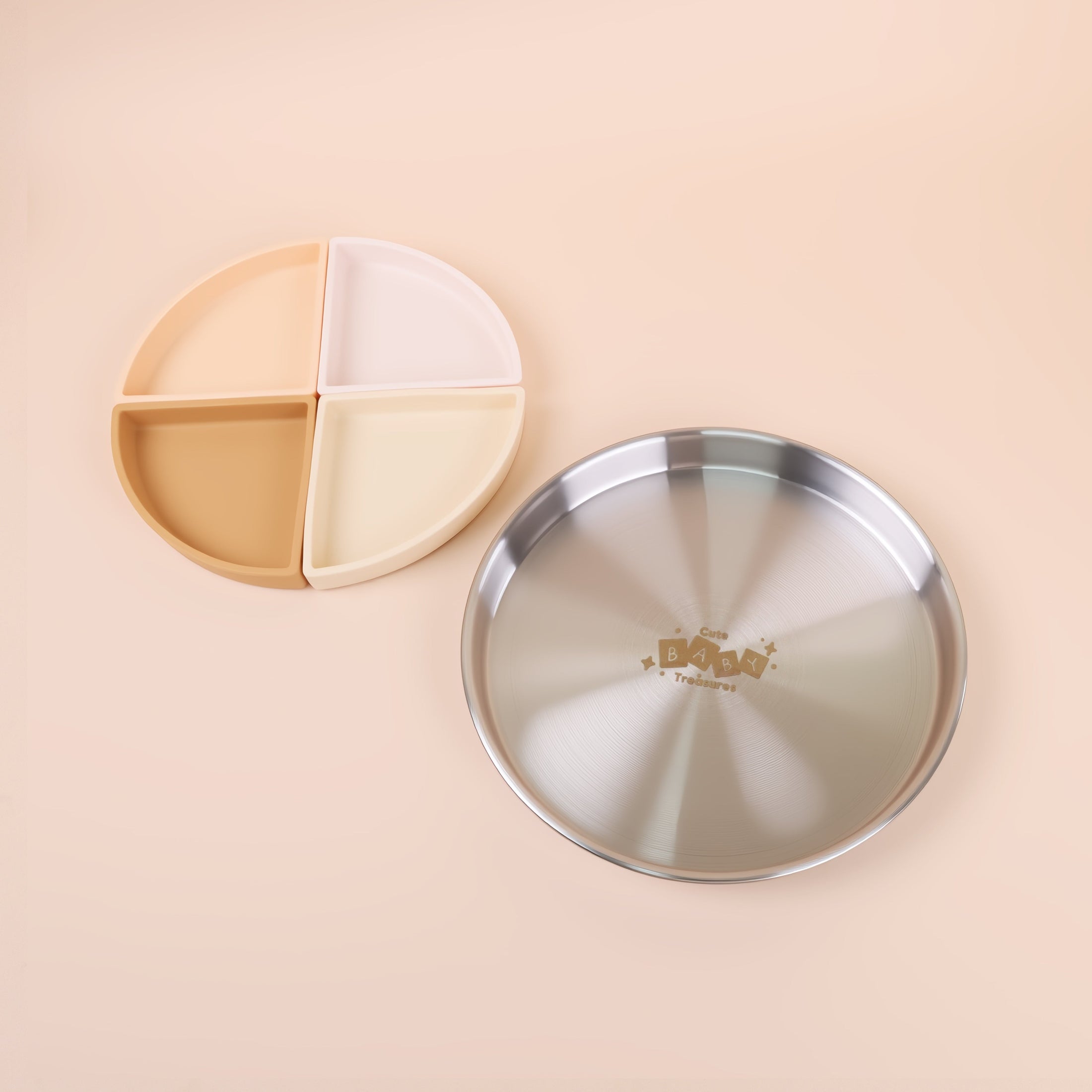 Stainless Steel Kids Plate with Removable Silicone Dividers
