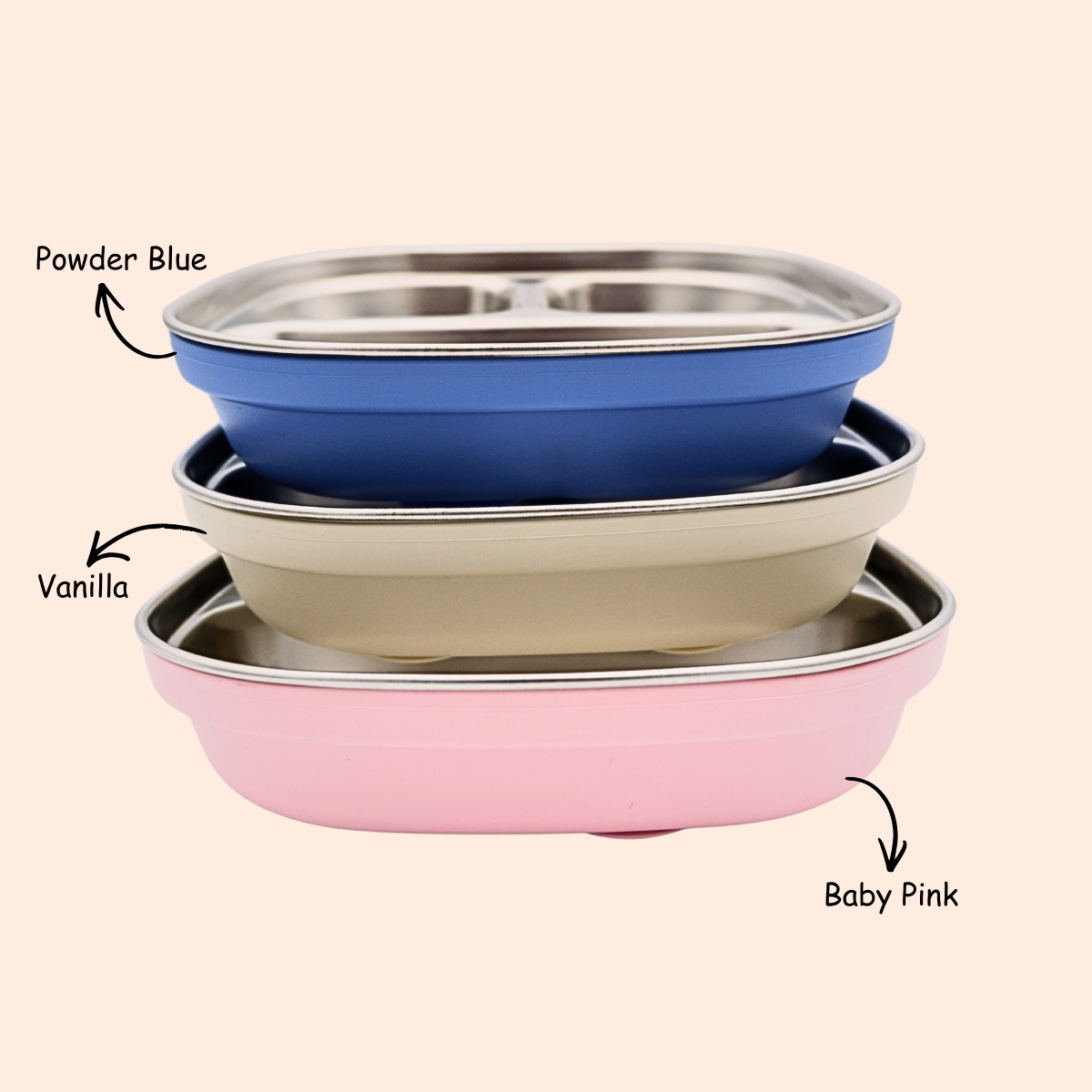 Stainless Steel Square Deep Plate - Cute Baby Treasures